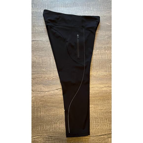 Lululemon Extra Mile Crop Leggings Reflective Run Workout Pants, 23" Black, 10 - Picture 6 of 12